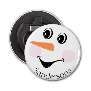 Modern Cute Custom Snowman face Button Flesopener