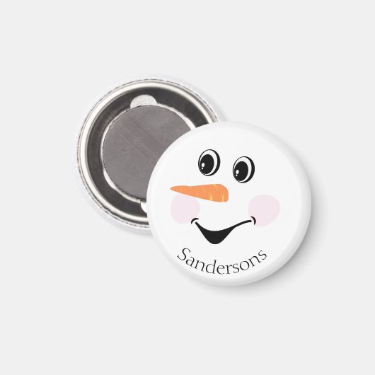 Modern Cute Custom Snowman face Magneet (Voorkant / Achterkant)