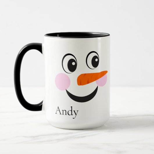 Modern Cute Custom Snowman face Mok (Links)