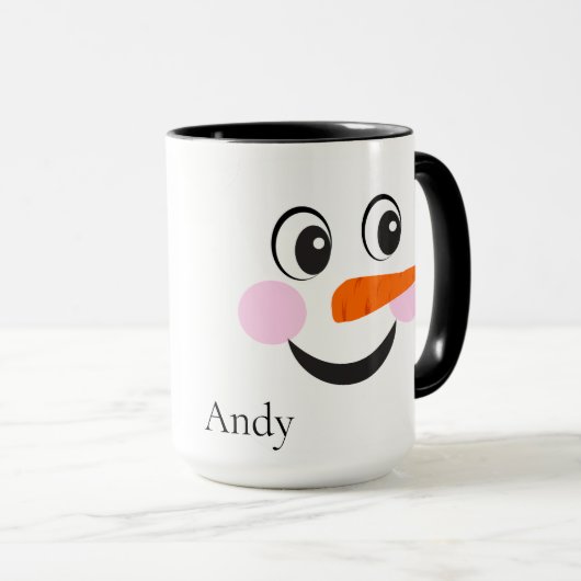 Modern Cute Custom Snowman face Mok (Voorkant rechts)