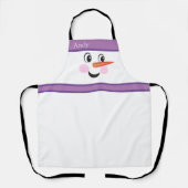 Modern Cute Custom Snowman face Paars Scarf Schort (Voorkant)