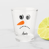 Modern Cute Custom Snowman face Shot Glas (Voorkant)
