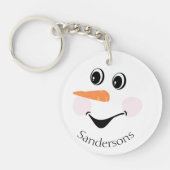 Modern Cute Custom Snowman face Sleutelhanger (Voorkant)