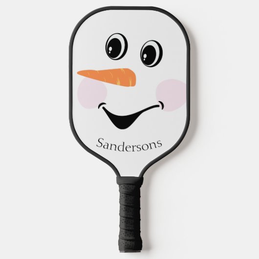 Modern Cute Custom Snowman face Winter Pickleball Paddle (Voorkant)