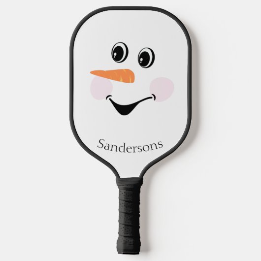 Modern Cute Custom Snowman face Winter Pickleball Paddle (Achterkant)