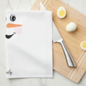 Modern Cute Custom Snowman glimlachend gezicht Theedoek (Quarter Fold)