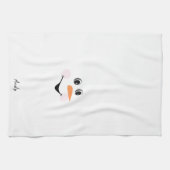 Modern Cute Custom Snowman glimlachend gezicht Theedoek (Horizontaal)