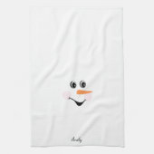 Modern Cute Custom Snowman glimlachend gezicht Theedoek (Verticaal)