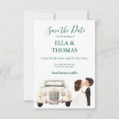 Modern Cute Emerald Green  Save The Date (Voorkant)