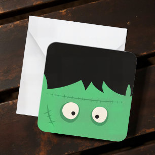 Modern Cute Frankenstein Monster Halloween Notitiekaartje