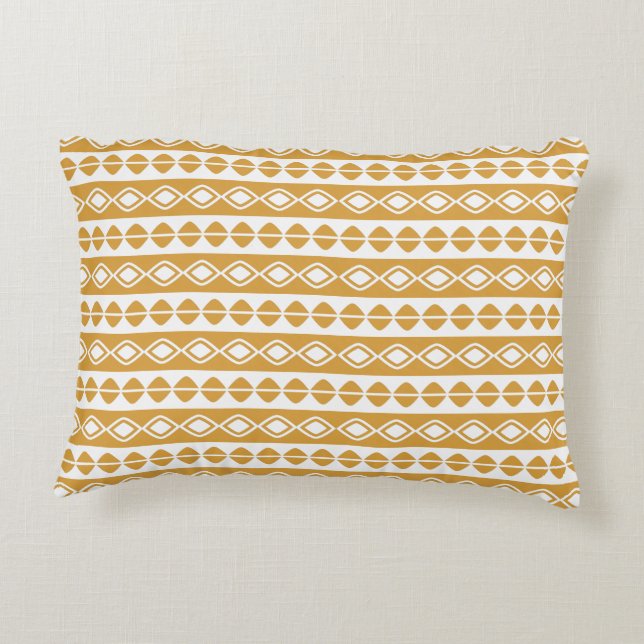 Modern Cute Geometric Pattern Yellow White Accent Kussen (Achterkant)