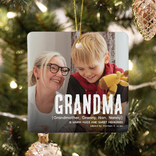 Modern Cute GRANDMA Definition 2 Foto met Kerstmis Keramisch Ornament