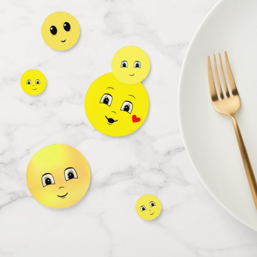 Modern Cute Happy Faces Confetti (Groep)