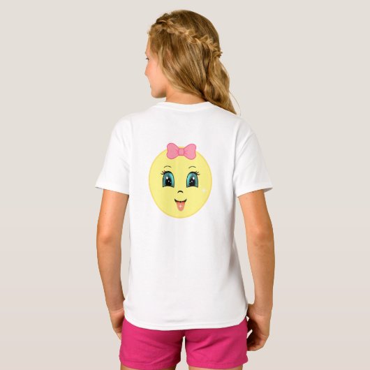 Modern Cute Happy Sun Face en Ribbon T-shirt (Achterkant volledig)