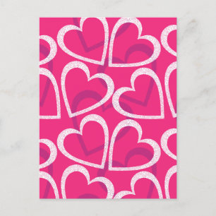 Modern Cute Heart Pattern Love Roze Briefkaart