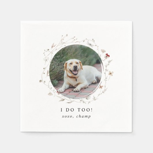 Modern Cute I Do Too Pet Photo Wedding Servet (Voorkant)