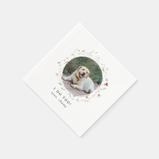 Modern Cute I Do Too Pet Photo Wedding Servet (Hoek)
