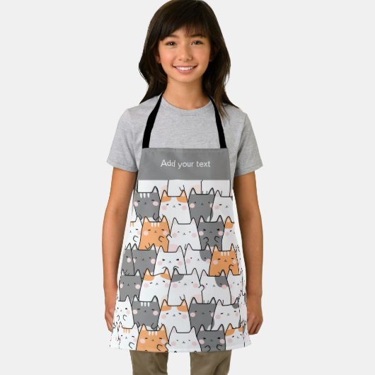 Modern Cute Kawaii Funny Cats Pattern Schort (Insitu)