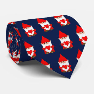 Modern Cute Kerst Gnome Patroon op Navy Blauwe Stropdas