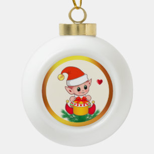 Modern Cute Kerstmis Elf Keramische Bal Ornament
