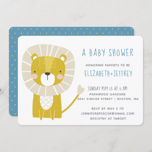 Modern Cute Lion Baby Blue Yellow Kaart
