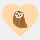 Modern cute northern saw-whet owl hart sticker (Voorkant)