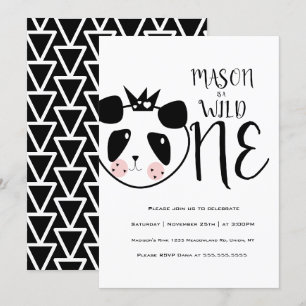 Modern Cute Panda Vetgedrukt Safari Wild One Verja Kaart