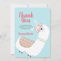Modern Cute Party Llama Cactus Birthday Dank je
