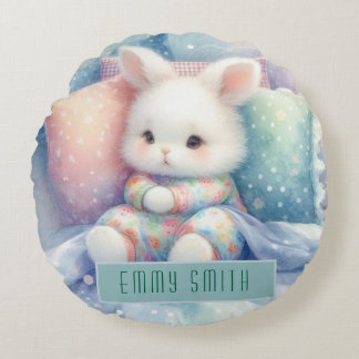 Modern Cute Pastel Bunny Rond Kussen