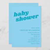 Modern Cute Pastel Teal Blue Retro Baby Shower Kaart (Voorkant / Achterkant)