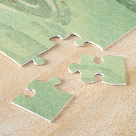 Modern Cute Pink Bird Flamingo and Moon Legpuzzel (Zijkant)