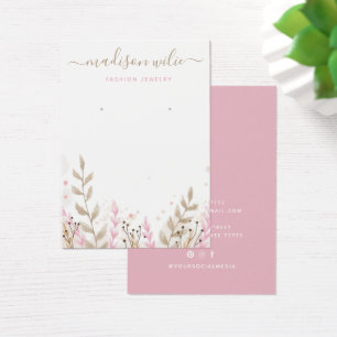 Modern Cute Pink Simple Waterverf Floral Visitekaartje