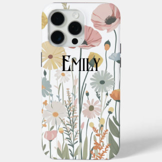 Modern cute pink spring flowers Case-Mate iPhone c 15 Pro Max Hoesje