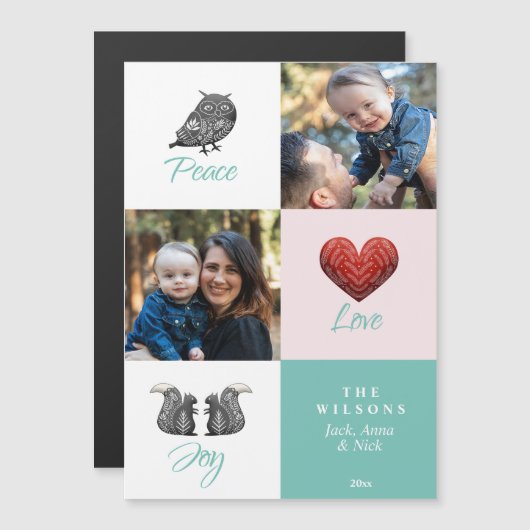 Modern Cute Scandinavian Foto Kerstmis (Voorkant / Achterkant)