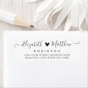 Modern Cute Script Weduwend Return-adreslabel Etiket