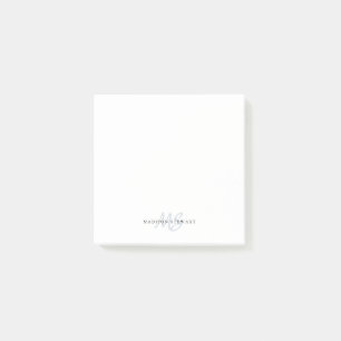 Modern Cute Silver Grey Brush 2 Monogram Post-it® Notes