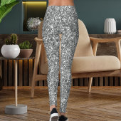 Modern Cute Silver Sparkle Glitter Texture Pattern Leggings