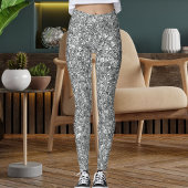 Modern Cute Silver Sparkle Glitter Texture Pattern Leggings
