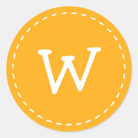 Modern Cute Simple Stitch Custom Monogram Ronde Sticker (Voorkant)