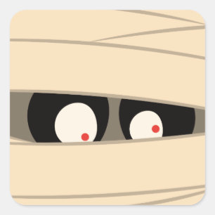 Modern Cute Typography Mummy Monster Halloween Vierkante Sticker