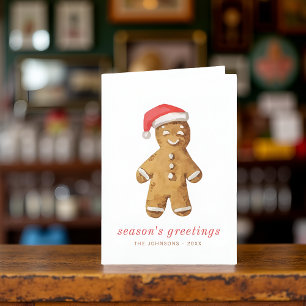 Modern Cute Waterverf Gingerbrooman Feestdagen Kaart