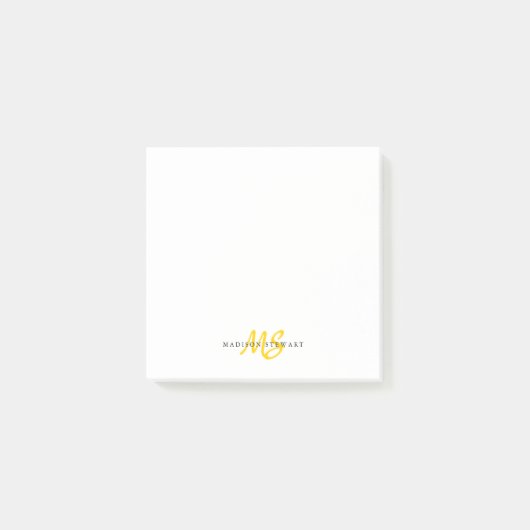Modern Cute Yellow Brusch Script Two Monogram Post-it® Notes (Voorkant)