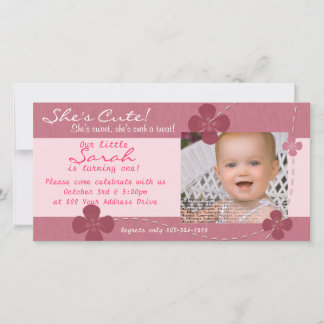 Modern Cutie Birthday Invitation with Flowers