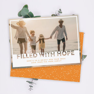 Modern Cutout gevuld met Hope Photo New Years H Feestdagenkaart