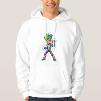 Modern Cyberpunk Anime Boy & Majestic Golden Lion  Hoodie