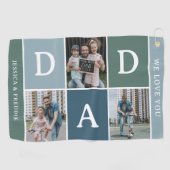 Modern 'DAD' 3 foto cadeau Golfhanddoek (Horizontaal)