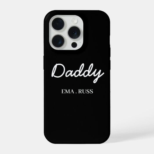 Modern Dad Kids Names Father's Day Script Black (Verso)