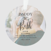 Modern 'DADDY' 2 Foto Names & Quote Kerstmis Ornament (voorkant)