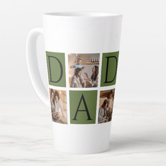 Modern Daddy Photo Collage - Aangepaste Vaderdag | Latte Mok (Linkerhoek)