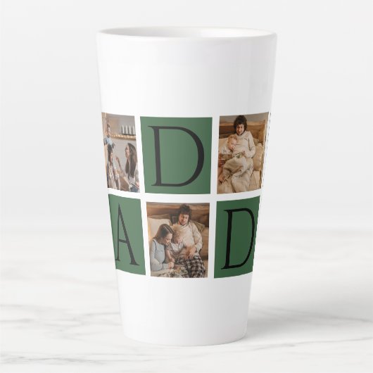 Modern Daddy Photo Collage - Aangepaste Vaderdag | Latte Mok (Voorkant)